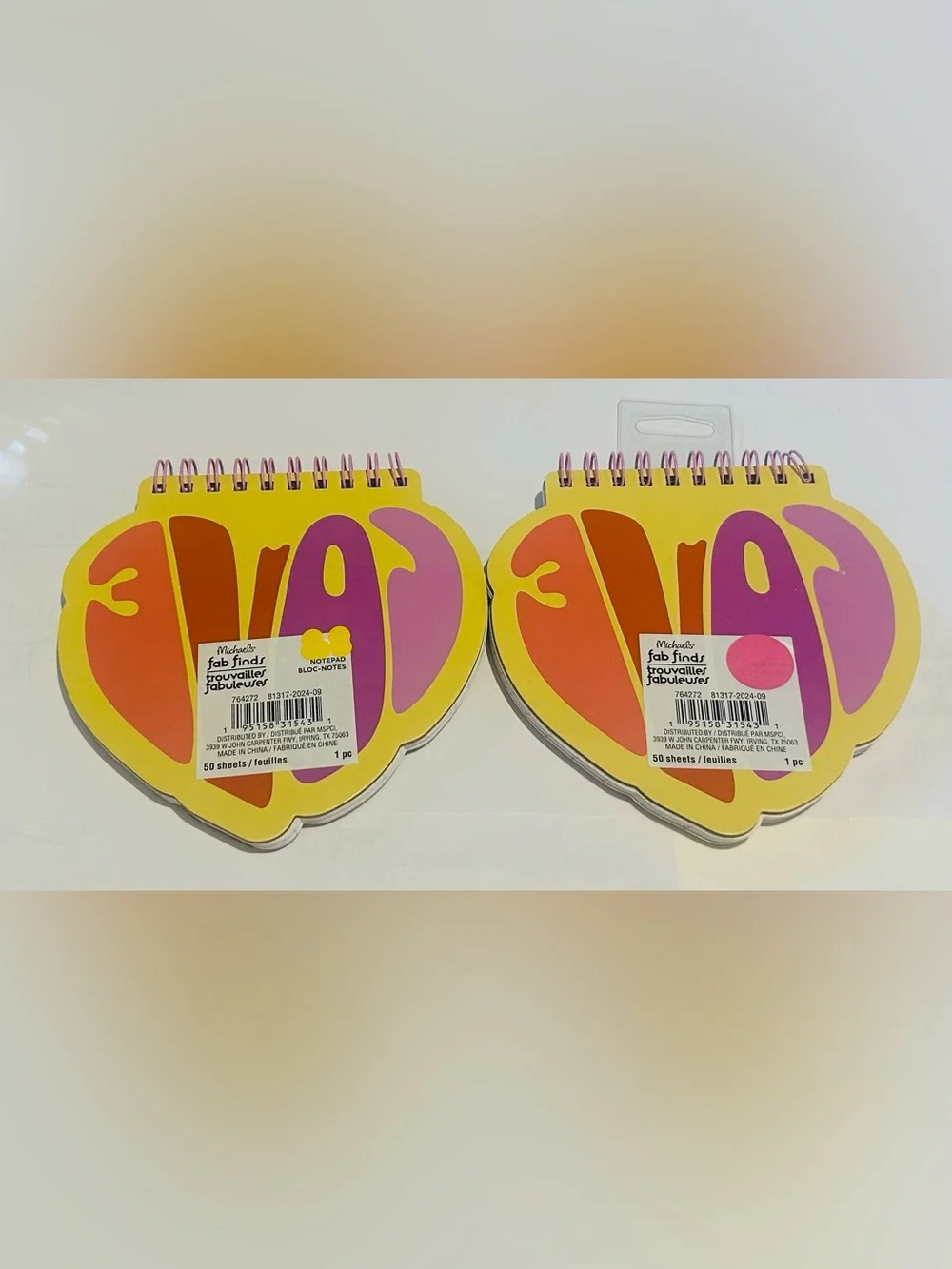 New 2 Colorful Love Notepad Bloc-Notes 50 Lined pages 16 Lines 100 Pages Total